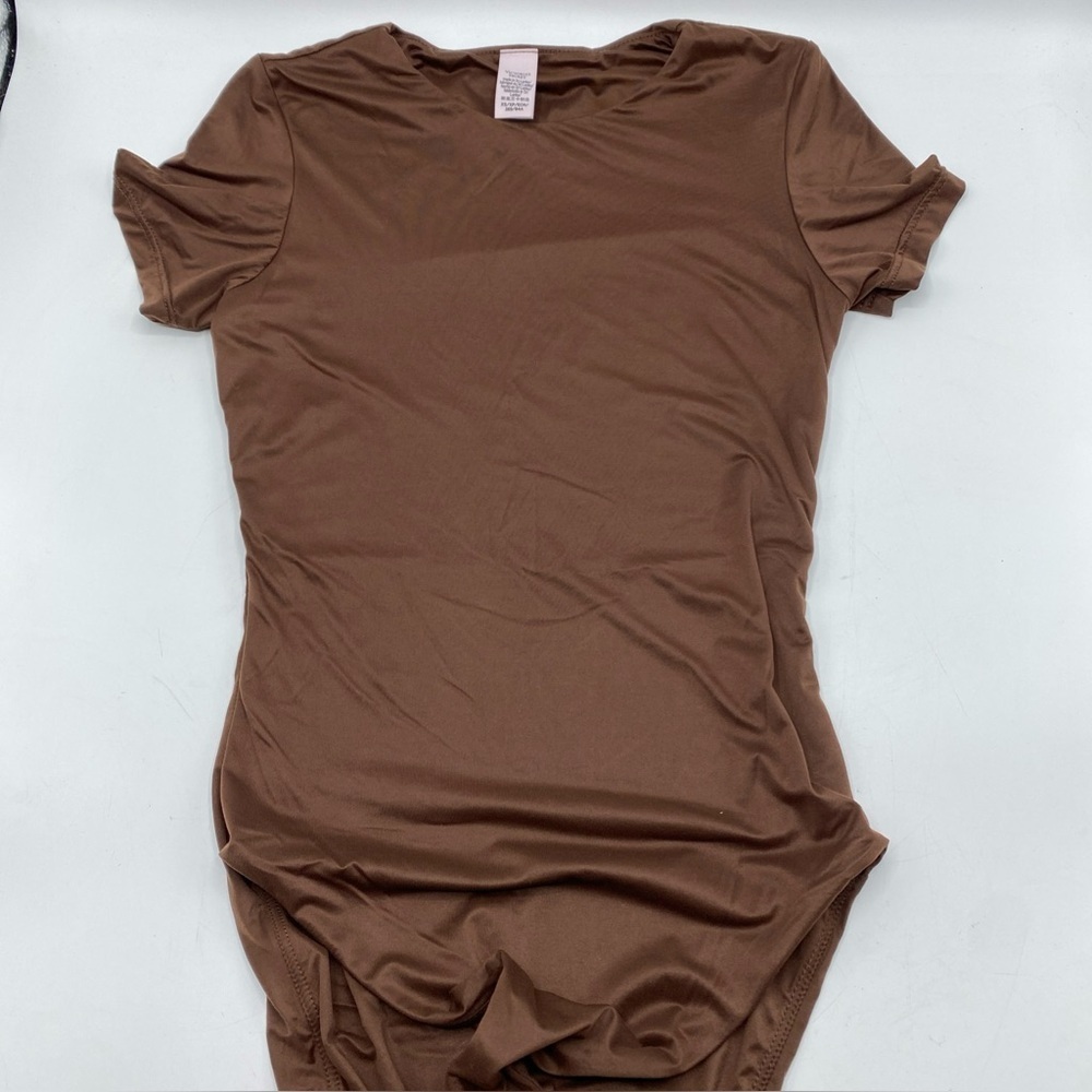 Victoria’s Secret Bodysuit Stretch Silky One Piece Brown XS Extra Small Short